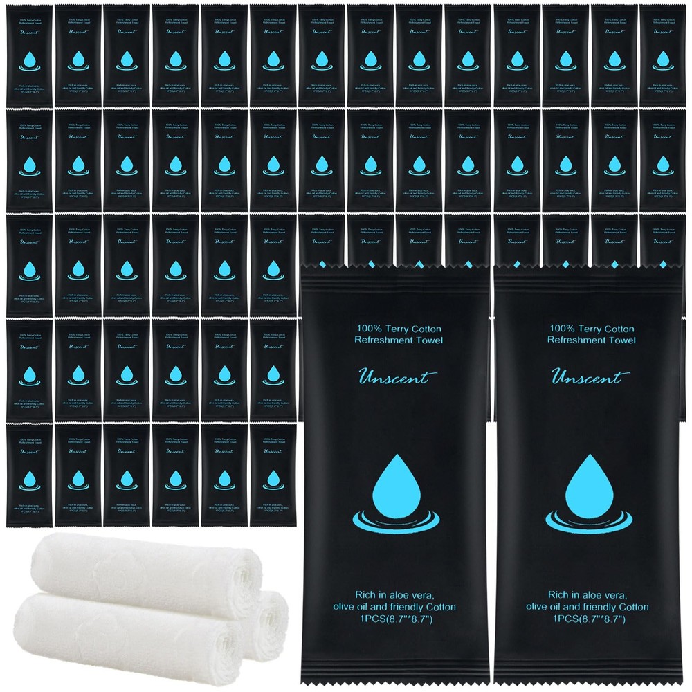 Moist Cotton Towelettes Individually Wrapped – 8.7″x8.7″ White Bulk Wipes
