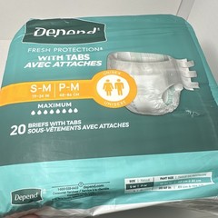 Depend Fresh Protection With Tabs Briefs S/M 20 Count Maximum Absorbency Unisex