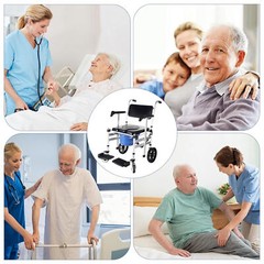 Shower Commode Wheelchair With 2 Lockable Wheels Footrests Adjustable Arms 308lb