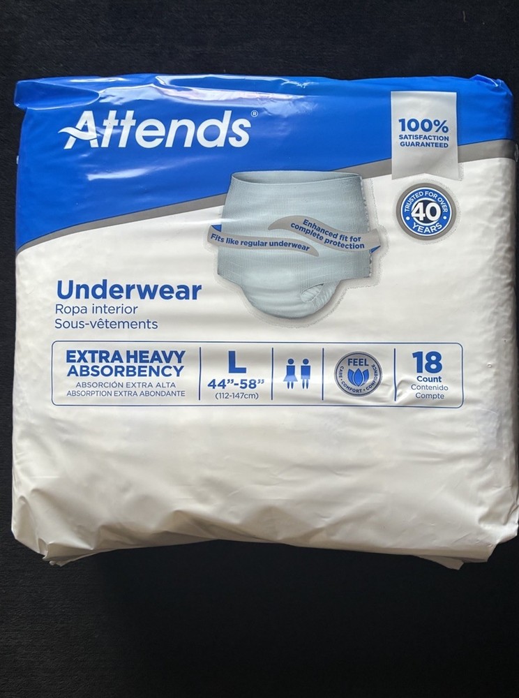 Attends Incontinence Pants Extra Heavy Absorbency L 44-58in White 18ct