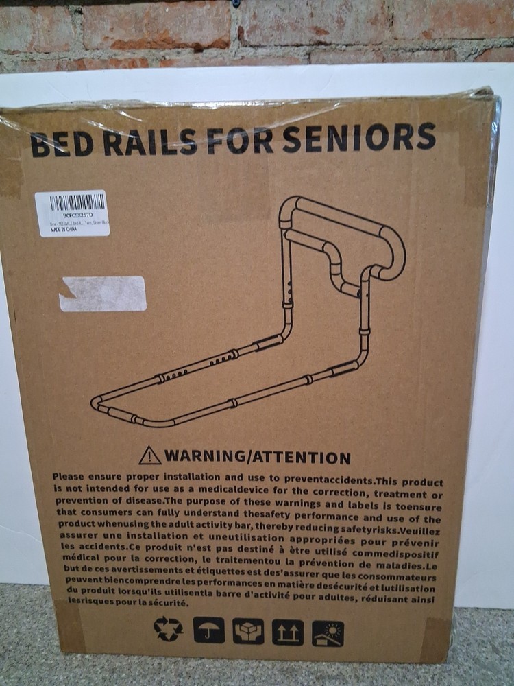 Bed Rails for Seniors Twin Silver & Black