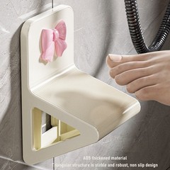 2 Pcs Shower Foot Rest No-Drill Wall Mounted For Shaving Legs (Cream Yellow)