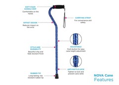 Designer Walking Cane with Offset Handle, Lightweight Adjustable Walking Stic…