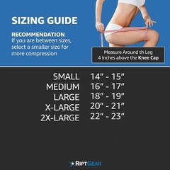 RiptGear Knee Compression Sleeve – 2 Pack – Braces for Large, Gray (2 Pack)