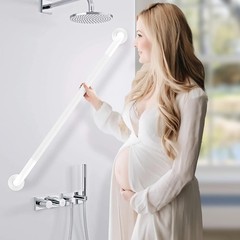 36 Inch White Shower Grab Bar Stainless Steel Anti-Slip Knurled Grip