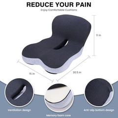 Memory Foam Car Seat Cushion – Ergonomic Driver Seat Cushion for Dark Gray