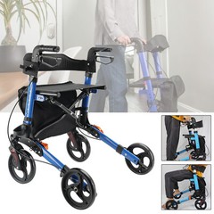 NEW Adjustable Rollator Walker 6 levels of 8 Wheels Compact Folding Lightweight