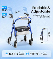 Walkers for Seniors, Z11 Rollator Walker with Seat, Max 380 lbs, Avant Walkers
