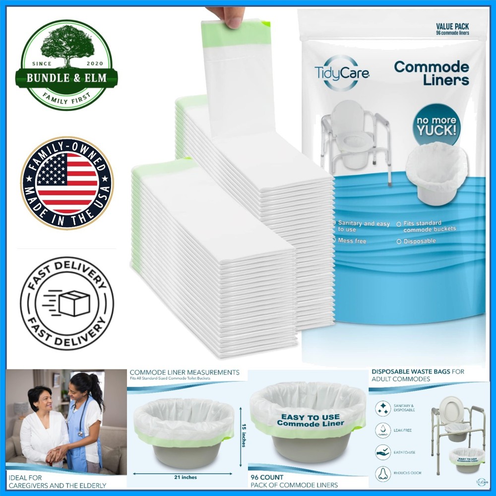 Portable Toilet Liners, 96 Disposable Waste Bags for Medical and Elder Care