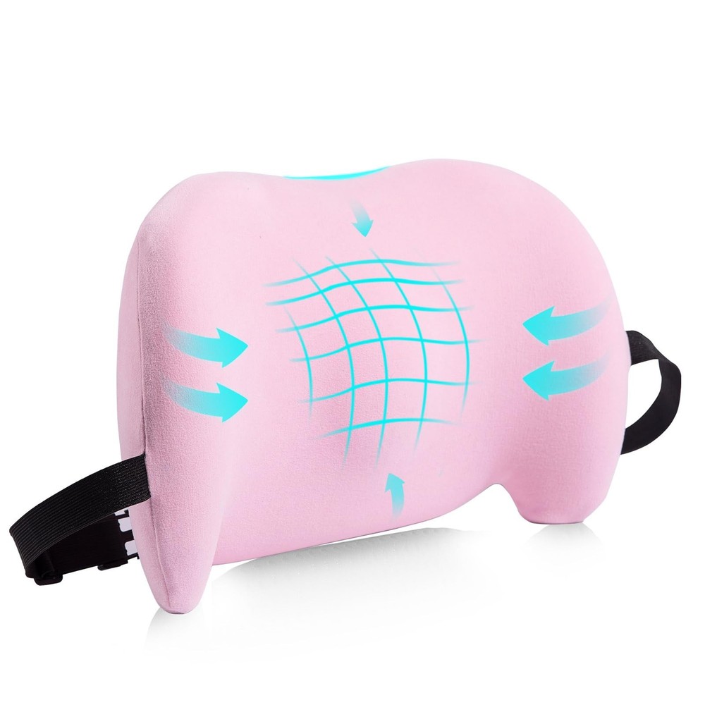 Lumbar Support Pillow for Office Chair, Car Lower Back Pink