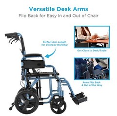 NOVA Medical Products Lightweight Transport Chair with 12″ Rear Wheels,…