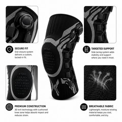 Knee Sleeve Compression Brace Support For Sport Gym Joint Pain Arthritis Relief