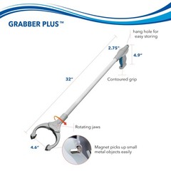Unger 32” Grabber Plus Reacher Tool and Trash Picker 33.5″L x 5″W, White