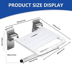 Folding Shower Seat Wall Mounted Shower Bench 550LB Load Bearing Shower Chair