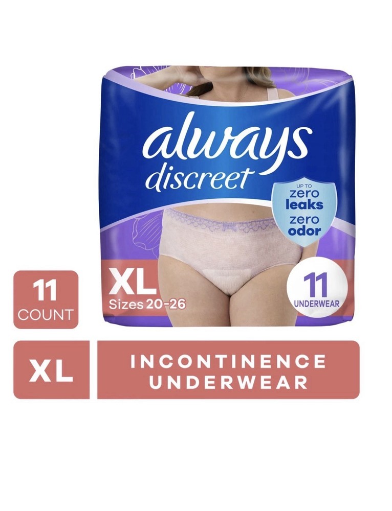 ALWAYS 2 Packages Discreet Incontinence Underwear for Women XL, 17 Counts each.