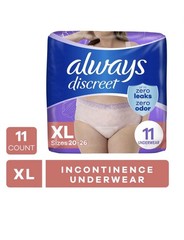 ALWAYS 2 Packages Discreet Incontinence Underwear for Women XL, 17 Counts each.