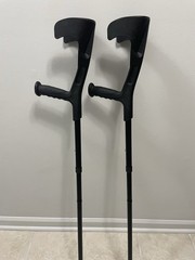 PEPE Mobility Forearm Crutch Adult Foldable Aluminum Open Cuff Black Adjustable