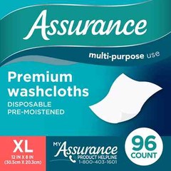 576 Count Assurance Premium EXTRA LARGE Disposable Washcloths Wipes XL (6x 96)