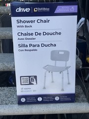 Drive DeVilbiss Shower/Bath Chair w/ Backrest, Adjustable, Non-Slip RTL12202KDR