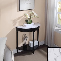 Convenience Concepts French Country Half-Round Entryway Table Shelf White Faux