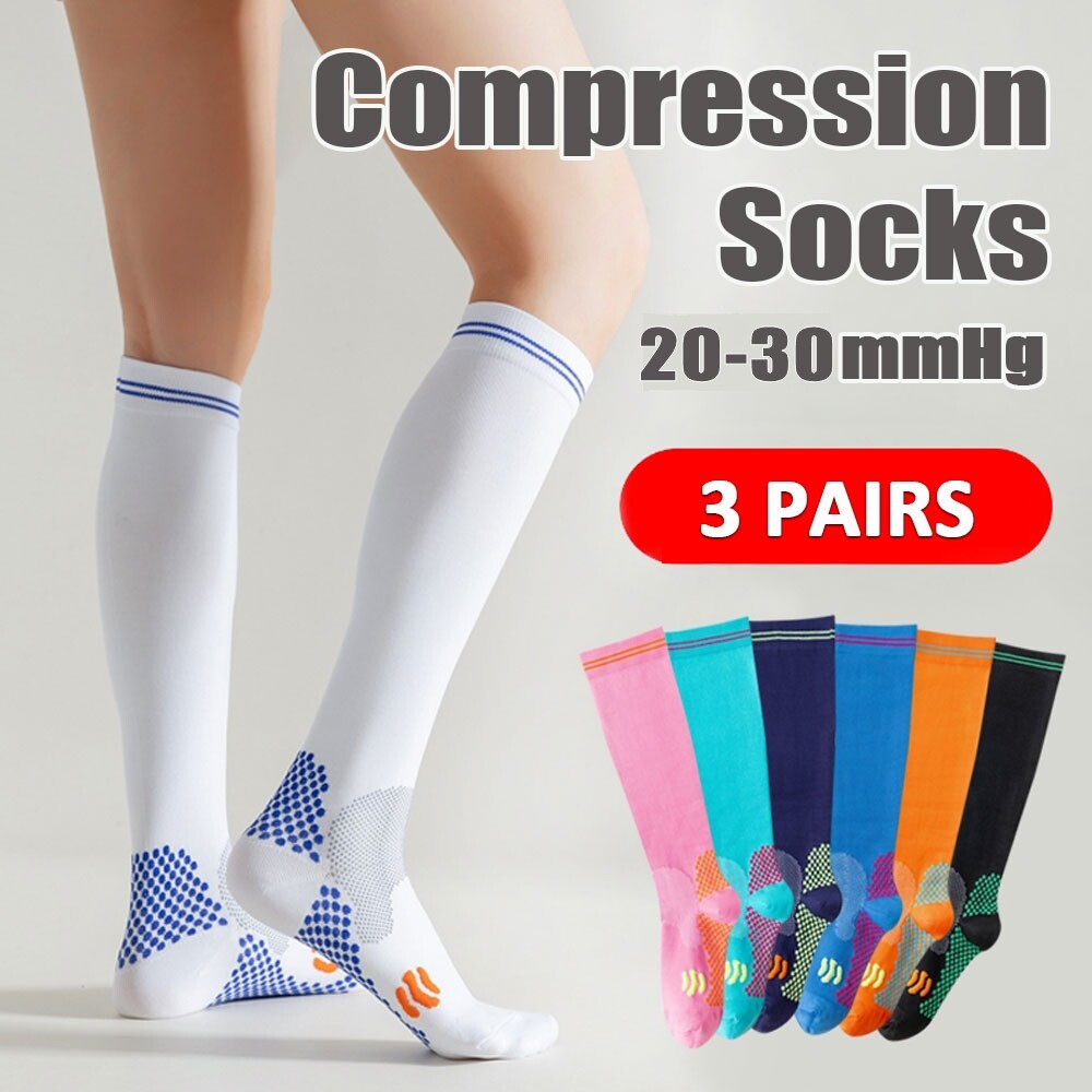 3PK Sport Compression Socks Athletic for Baseball, Softball, Football and More