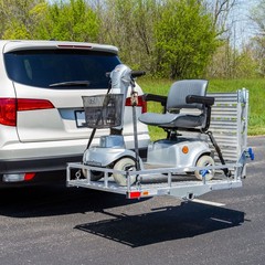 Scooter, Wheelchair Hitch Carrier w/ Ramp, 500 lb Capacity , Silver Spring
