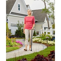 Solid Wood Walking Cane 36 Inch Walnut Finish 250 lb Capacity Rubber Tip for