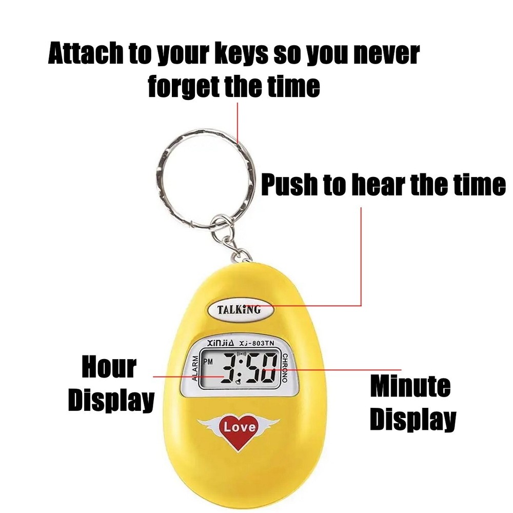 Talking Alarm Clock Keychain to help seniors with vision and Hearing – Loud