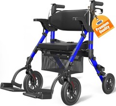 Stylish 2-in-1 Rollator & Transport Chair – 300lb Capacity for Active Seniors