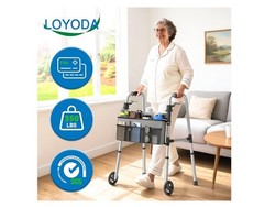 Loyoda Folding Walker with Basket and Glide Skis, 5″ Wheels Lightweight