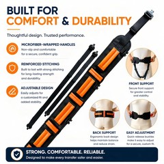Gait Belt, Upgraded with Metal Buckle & Detachable Leg Straps, 7 Reinforced Hand