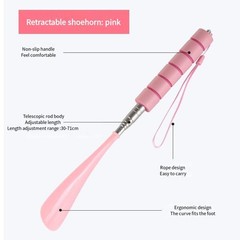 Stretchable Metal Shoehorn 30‑71cm Long Handle Elderly Pregnant Aid Tool