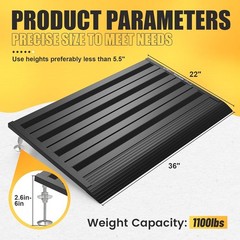 Adjustable Aluminum Threshold Ramp 22×36 1100lb Capacity