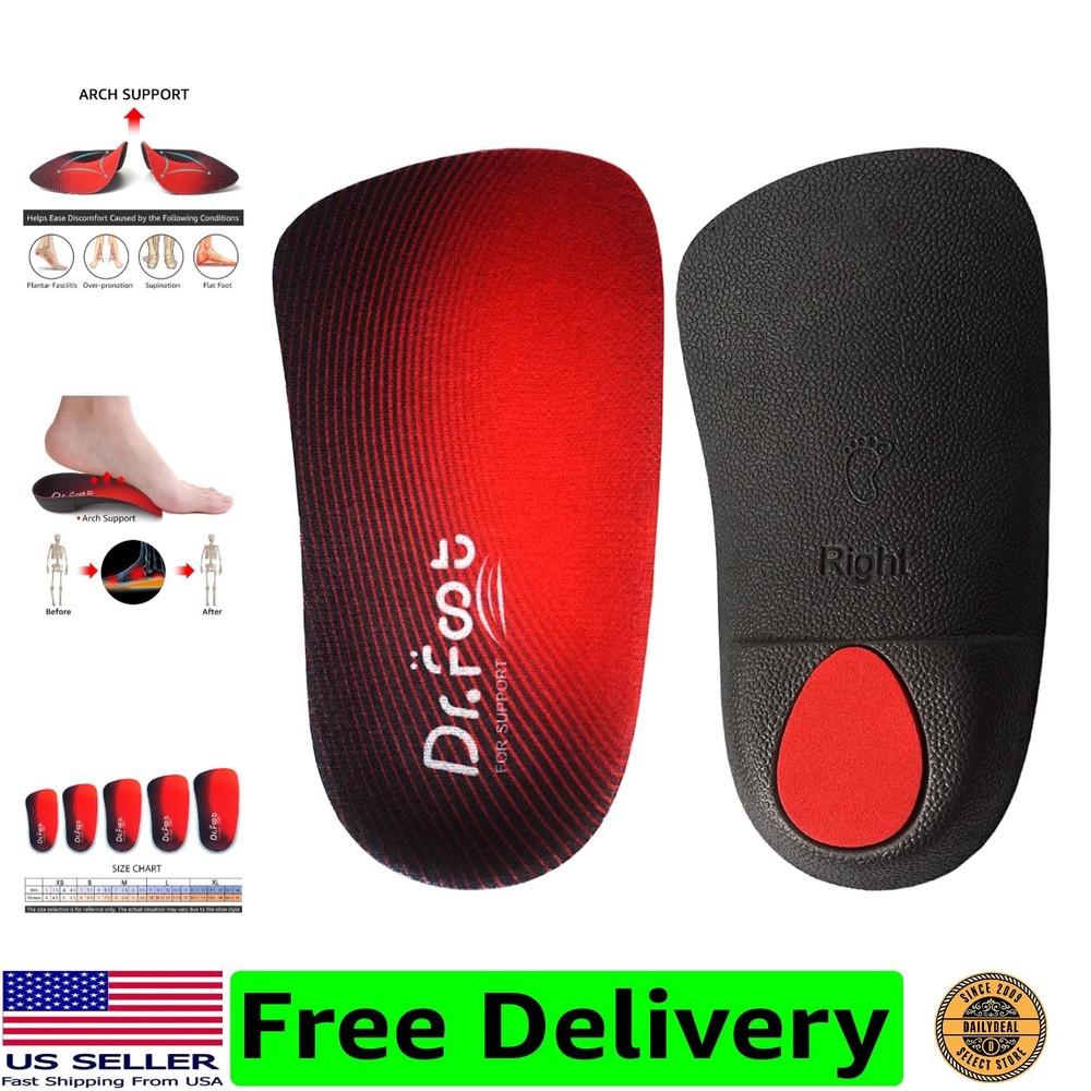 s 3/4 Length Orthotic Insoles, High Arch Support Inserts for Flat Feet Planta…