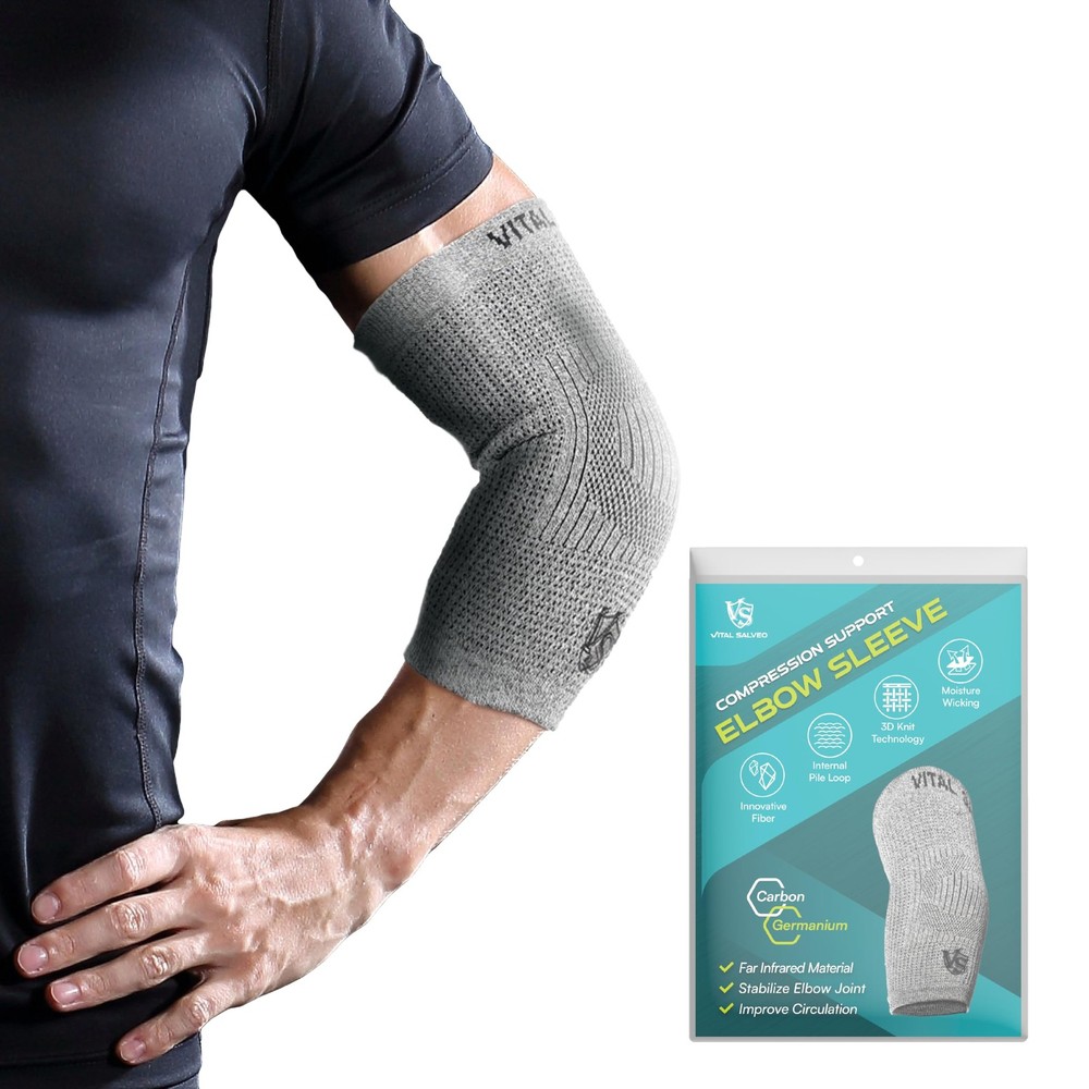 Vital Salveo Elbow Brace Compression Sleeve for Tendonitis Medium, Light gray