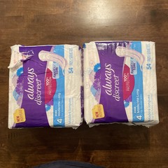 Always Discreet Adult Moderate Long Pads for Women Size 4 54 Ct Lot Of 2 READ