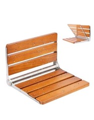15.1″ ADA Compliant Folding Teak Wood Shower Bench, Small Bath Wall Mount Seat