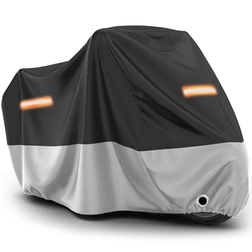 Motorcycle Cover Waterproof Outdoor – All Season Sun 86.6″ Black & Silver