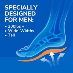 Shoe Insoles EXTRA Arch Support Massaging Gel Mens 8-14 Insoles 1pair