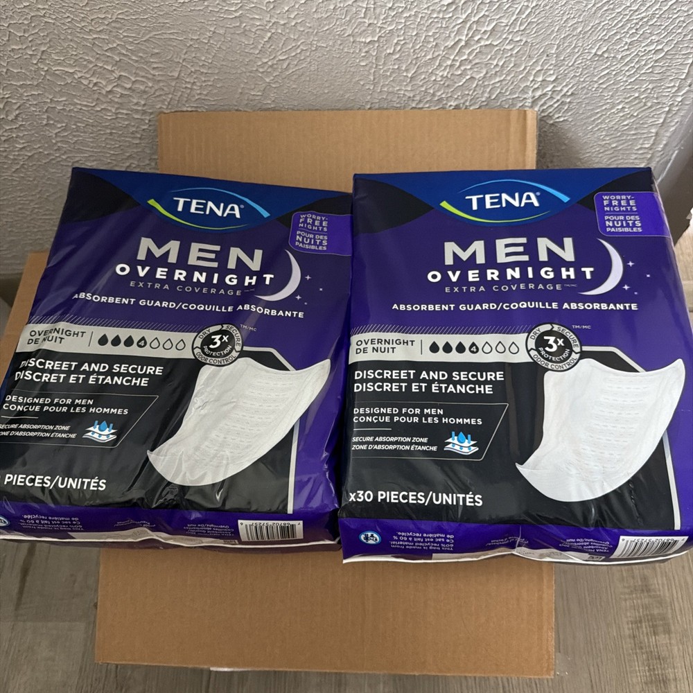 Tena Men Overnight Incontinence Protective Guard Bladder Control Discrete 60 Ct