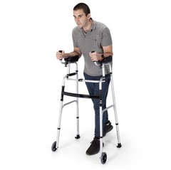 2-Wheel Forearm Support Walking Frame, Adjustable Height, Aluminum Silver/Black