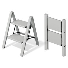 Mayi Plus 2 Step Ladder,Aluminum Folding Stool for 2 Step, Gray