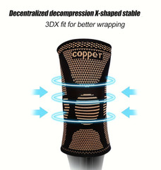 2 Pcs Copper Knee Compression Sleeve Plus Size Joint Support Running Gym Unisex