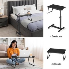 Adjustable Overbed Bedside Table, Hospital Bed Table with Wheels, Portable Ro…