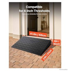 Rubber Threshold Ramp 4 Inch Rise 41.8 Inch Long 2200 Lbs Load Capacity Non