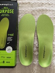 Superfeet Green All-Purpose Support High Arch Insoles D, M 9.5-11, W 10.5-12 NEW