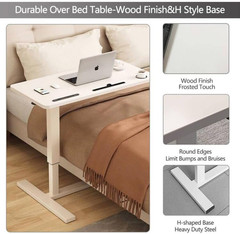 Adjustable Overbed Table with Wheels & USB Port for Home or Hospital Use