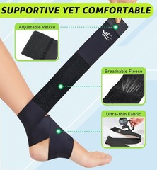 HiRui Ultrathin High-Elastic Ankle Wraps Medium (Pack of 1), Black