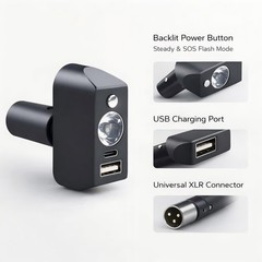 Electric Wheelchair USB Charger with Bright LED Light, 3-Pin XLR Controller A…