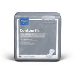 Medline ContourPlus Bladder Control Pads, Ultimate Absorbency, 8 x 17 Inches, Ba